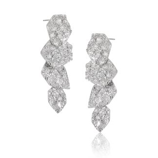 Women Elegant Unique Style Geometric Irregular Textured Tassel Design in 925 Sterling Silver Silver Dangle Earrings