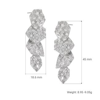 Women Elegant Unique Style Geometric Irregular Textured Tassel Design in 925 Sterling Silver Silver Dangle Earrings