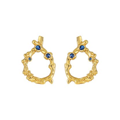 Irregular Hollow CZ Waterdrop Shape 925 Sterling Silver Stud Earrings