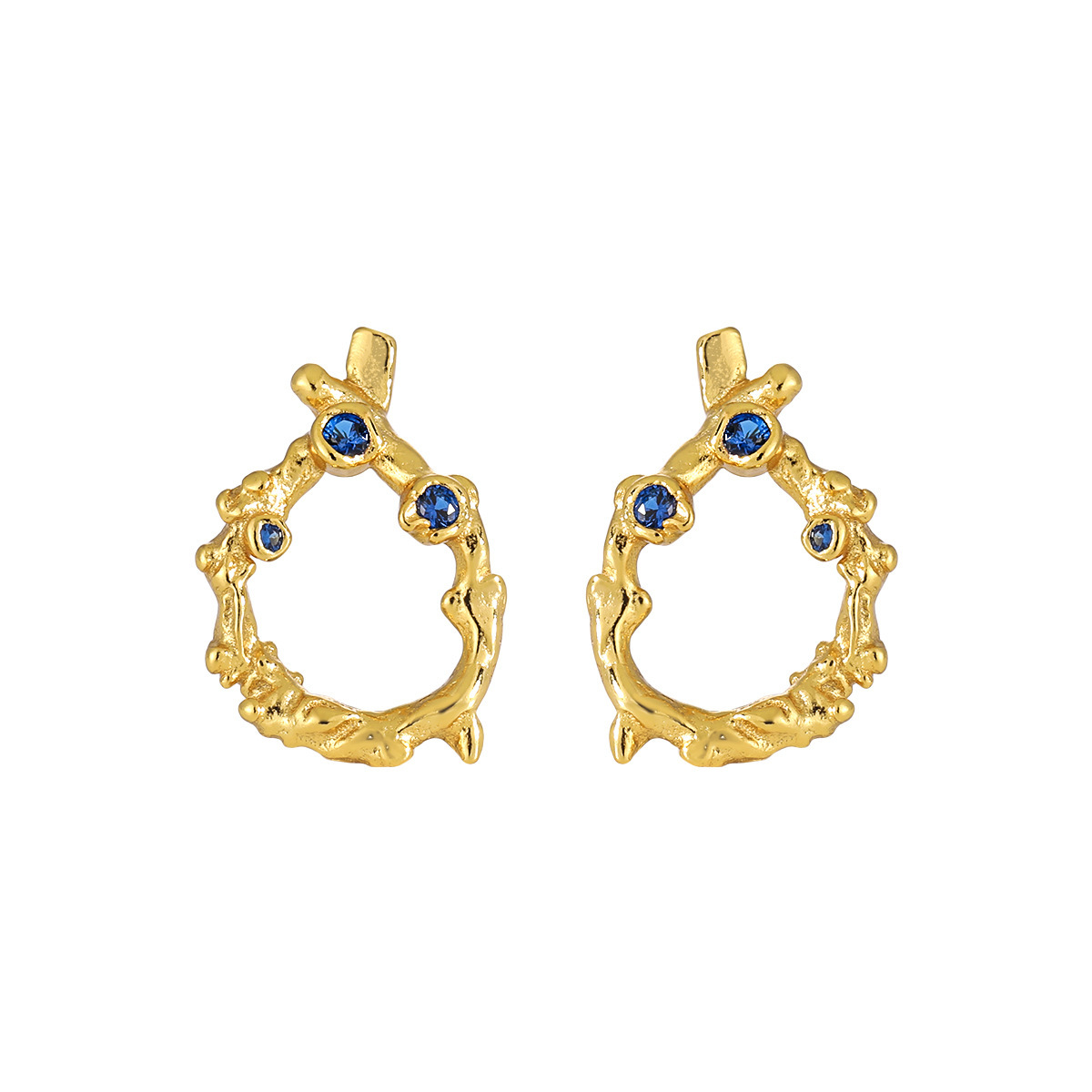 Irregular Hollow CZ Waterdrop Shape 925 Sterling Silver Stud Earrings