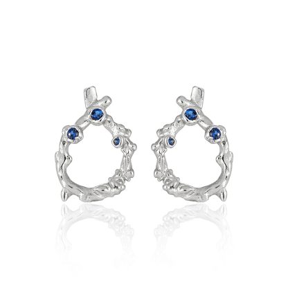 Irregular Hollow CZ Waterdrop Shape 925 Sterling Silver Stud Earrings