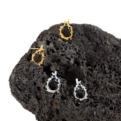 Irregular Hollow CZ Waterdrop Shape 925 Sterling Silver Stud Earrings