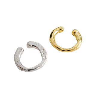 Geometric Design Textured 925 Sterling Silver Adjustable Ear Cuffs (Single)