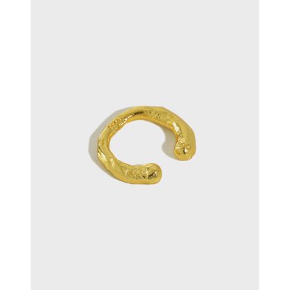 Geometric Design Textured 925 Sterling Silver Adjustable Ear Cuffs (Single)