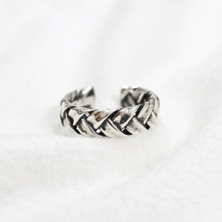 Vintage Twist Fashion 925 Sterling Silver Adjustable Braid Ring