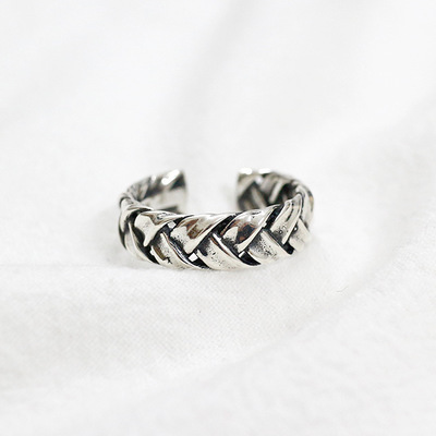 Vintage Twist Fashion 925 Sterling Silver Adjustable Braid Ring