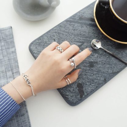 Vintage Twist Fashion 925 Sterling Silver Adjustable Braid Ring