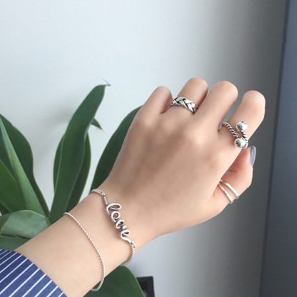 Vintage Twist Fashion 925 Sterling Silver Adjustable Braid Ring