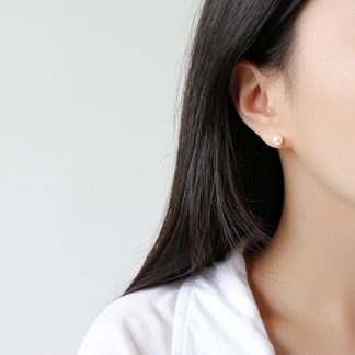 Elegant Minimalist Geometric Design Natural Freshwater Pearl 925 Sterling Silver Stud Earrings