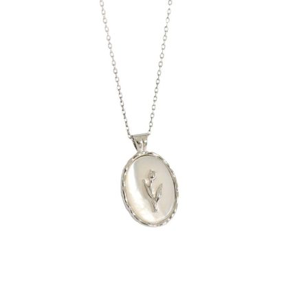 Tulip Oval Shell 925 Sterling Silver Necklace Mini Delicate Geometric Pendant Necklace