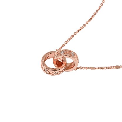 Geometric Double Interlocking Ring Cubic Zirconia S925 Sterling Silver Necklace