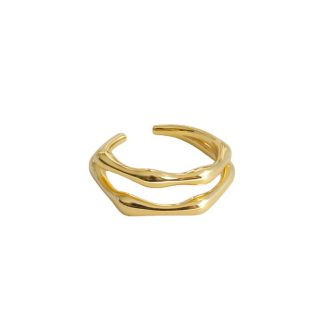Geometric Design Double Band Adjustable 925 Sterling Silver Ring
