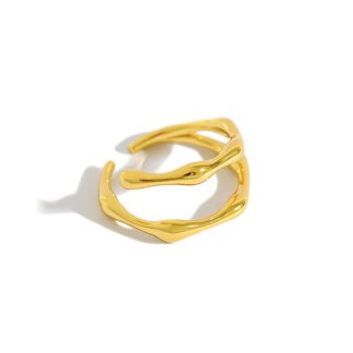 Geometric Design Double Band Adjustable 925 Sterling Silver Ring