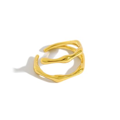 Geometric Design Double Band Adjustable 925 Sterling Silver Ring