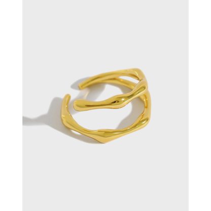 Geometric Design Double Band Adjustable 925 Sterling Silver Ring