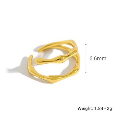 Geometric Design Double Band Adjustable 925 Sterling Silver Ring