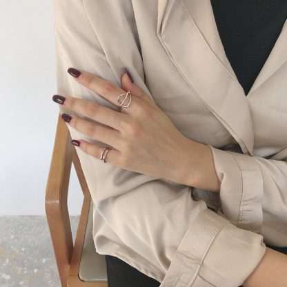 Geometric Design Double Band Adjustable 925 Sterling Silver Ring