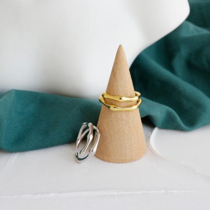 Geometric Design Double Band Adjustable 925 Sterling Silver Ring