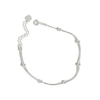 Minimalist Geometric Round Bead S925 Sterling Silver Snake Bone Chain Bracelet