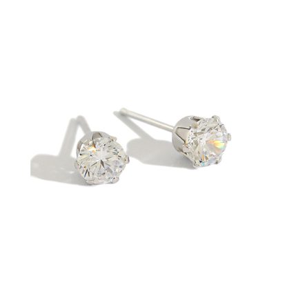 Minimalist Korean Style Women Elegant Fashion Jewelry S925 Sterling Silver Cubic Zirconia Stud Earrings