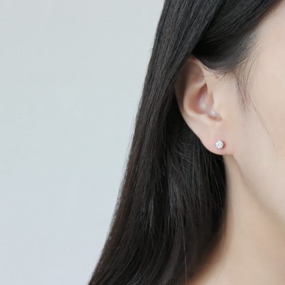 Minimalist Korean Style Women Elegant Fashion Jewelry S925 Sterling Silver Cubic Zirconia Stud Earrings