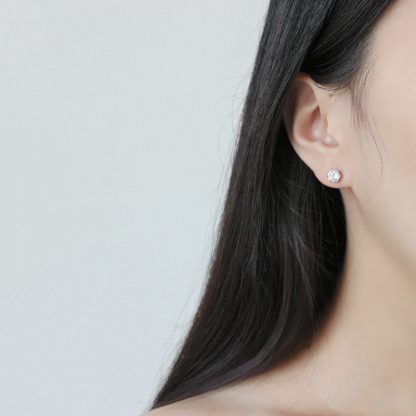 Minimalist Korean Style Women Elegant Fashion Jewelry S925 Sterling Silver Cubic Zirconia Stud Earrings