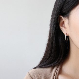 simple and personalized geometric hollow circular rings S925 pure silver earrings
