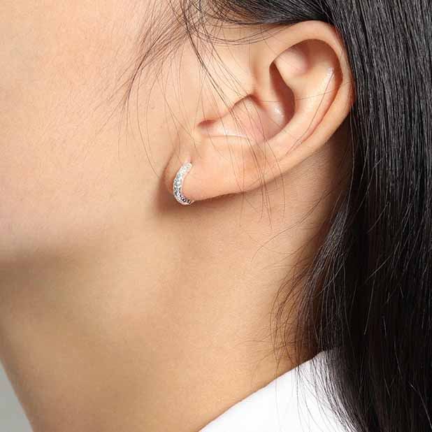 Mini Irregular Geometry Circle 925 Sterling Silver Huggie Earrings
