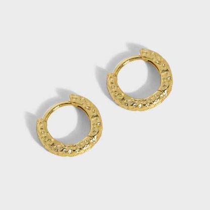 Mini Irregular Geometry Circle 925 Sterling Silver Huggie Earrings