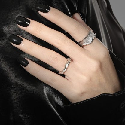 Casual Irregular Wave River 925 Sterling Silver Adjustable Ring