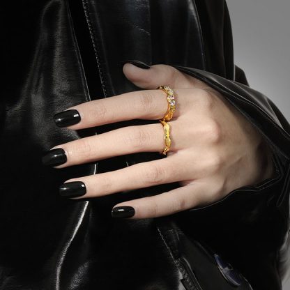 Casual Irregular Wave River 925 Sterling Silver Adjustable Ring