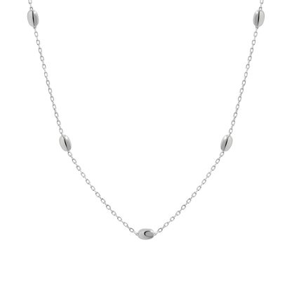 Simple Geometry Oval Beads 925 Sterling Silver Necklace
