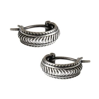 Vintage Twisted Rope Braided Antique Silver S925 Sterling Silver Huggie Hoop Earrings