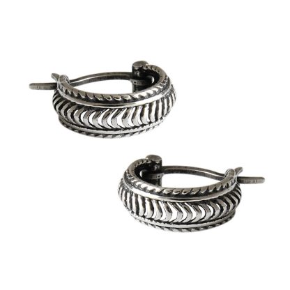 Vintage Twisted Rope Braided Antique Silver S925 Sterling Silver Huggie Hoop Earrings