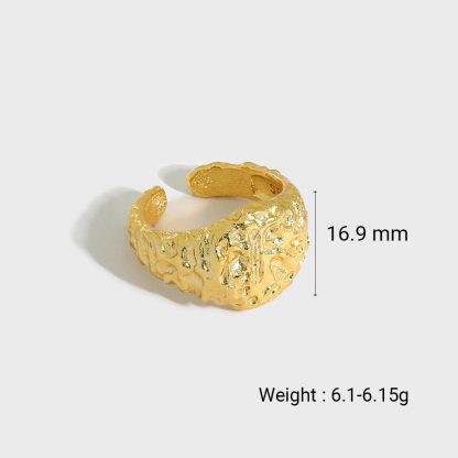 Geometry Irregular Beat Pattern 925 Sterling Silver Adjustable Ring
