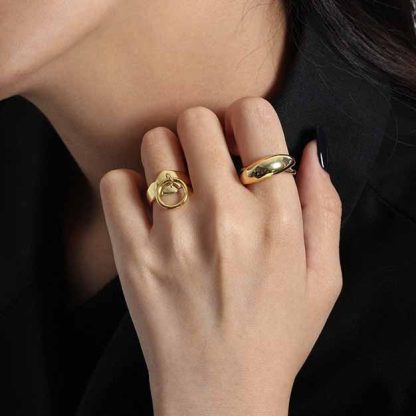 Geometry Oval Ellipse 925 Sterling Silver Adjustable Ring