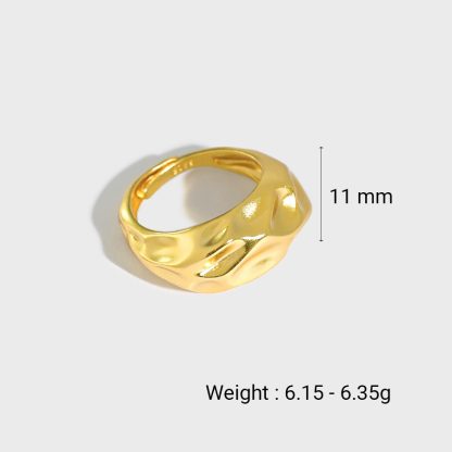 Sale Irregular Uneven 925 Sterling Silver Adjustable Ring