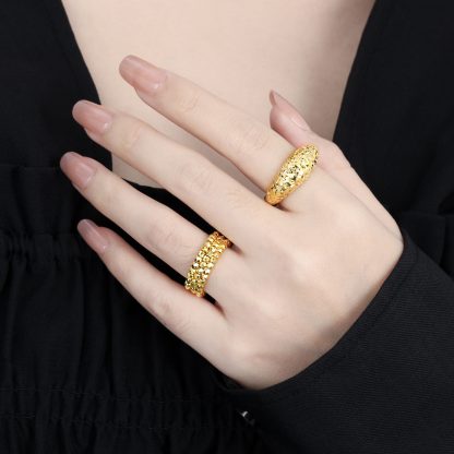 Modern Irregular Surface 925 Sterling Silver Adjustable Ring