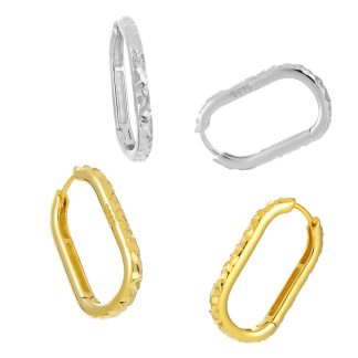 Fashion Irregular Painted U Shape 925 Sterling Silver Hoop Earrings