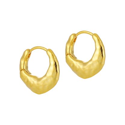Geometry Irregular Matte Circle 925 Sterling Silver Hoop Earrings