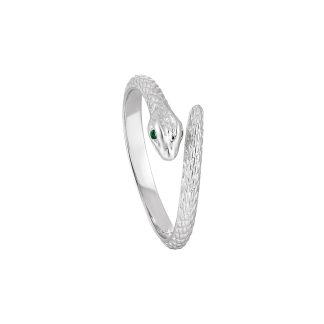 Party Green CZ Eyes Snake Animal 925 Sterling Silver Adjustable Ring