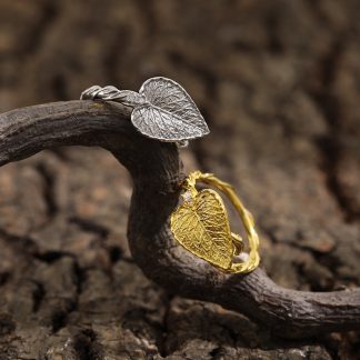 Fashion Party Big Leaf 925 Sterling Silver Adjustable Twisted Ring