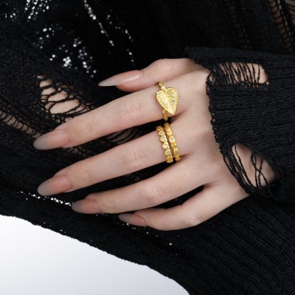Fashion Party Big Leaf 925 Sterling Silver Adjustable Twisted Ring