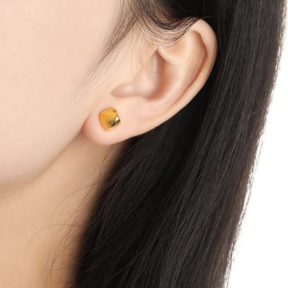 Geometry Irregular Triangular Pyramid 925 Sterling Silver Stud Earrings