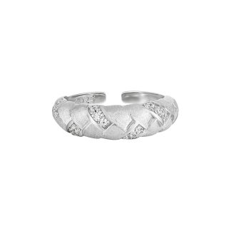 Micro Settomg Adjustable Elegant Geometric Design 925 Sterling Silver Open Ring