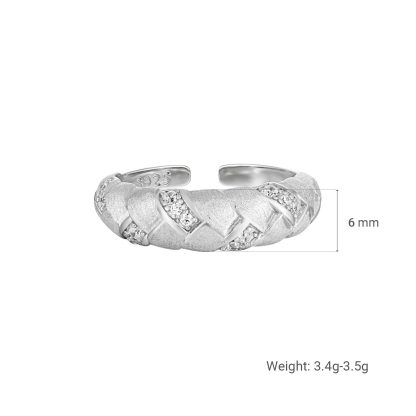 Micro Settomg Adjustable Elegant Geometric Design 925 Sterling Silver Open Ring