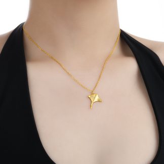 Stingray Animal Matte Brushed Texture 925 Sterling Silver Pendant Necklace