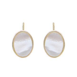 Elegant Oval Mother of Shell 925 Sterling Silver Stud Earrings