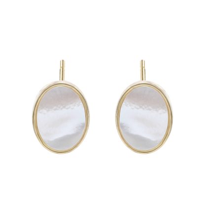 Elegant Oval Mother of Shell 925 Sterling Silver Stud Earrings