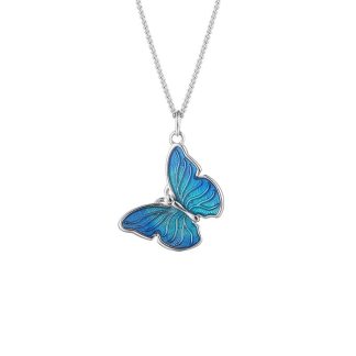 Beautiful Blue Butterfly 925 Sterling Silver Necklace